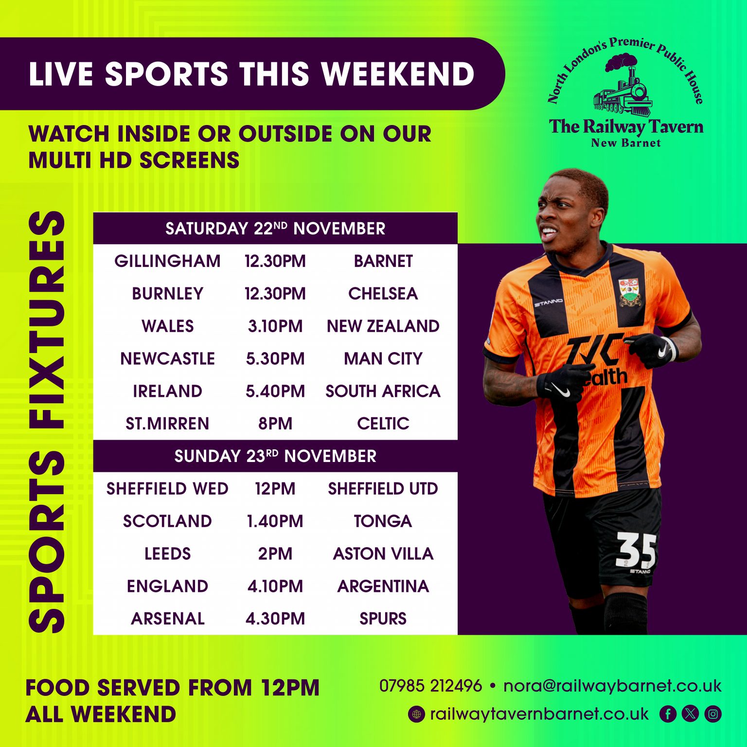 Railway Tavern Live sport this weekend