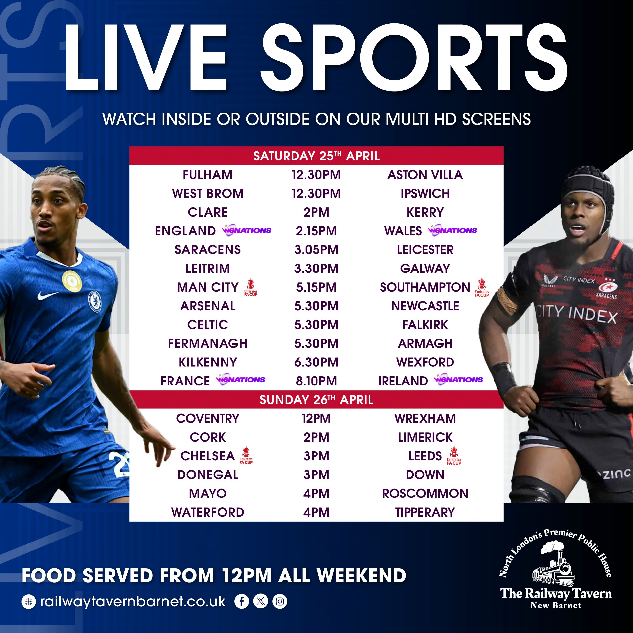 Live Sports at the Railway Tavern this weekend