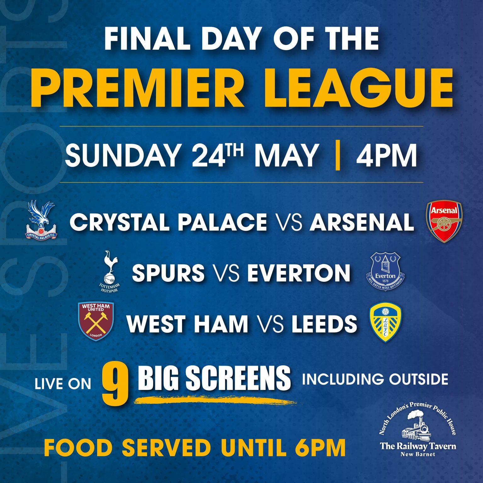 Premiership Final Day Live at the Railway Tavern