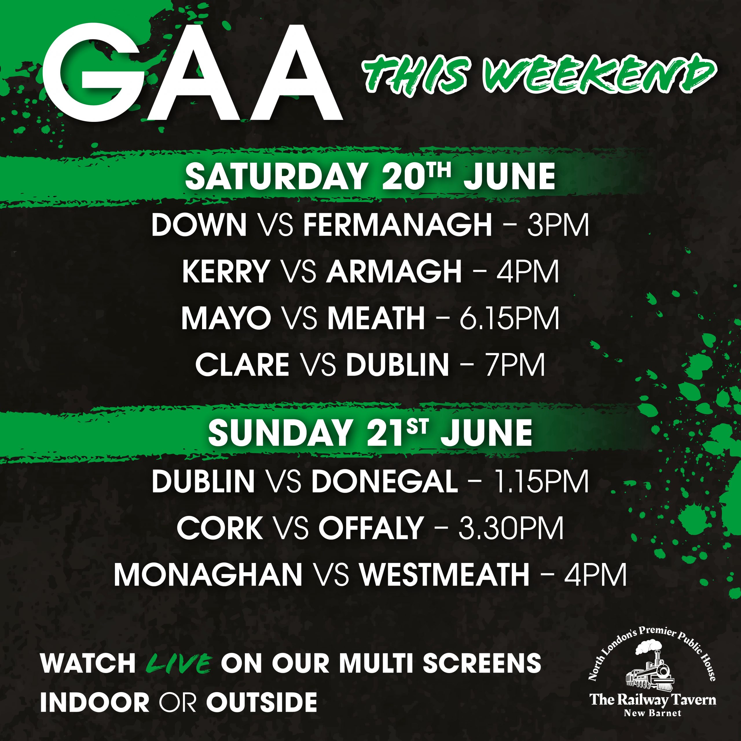 Live GAA this weekend at The Railway Tavern