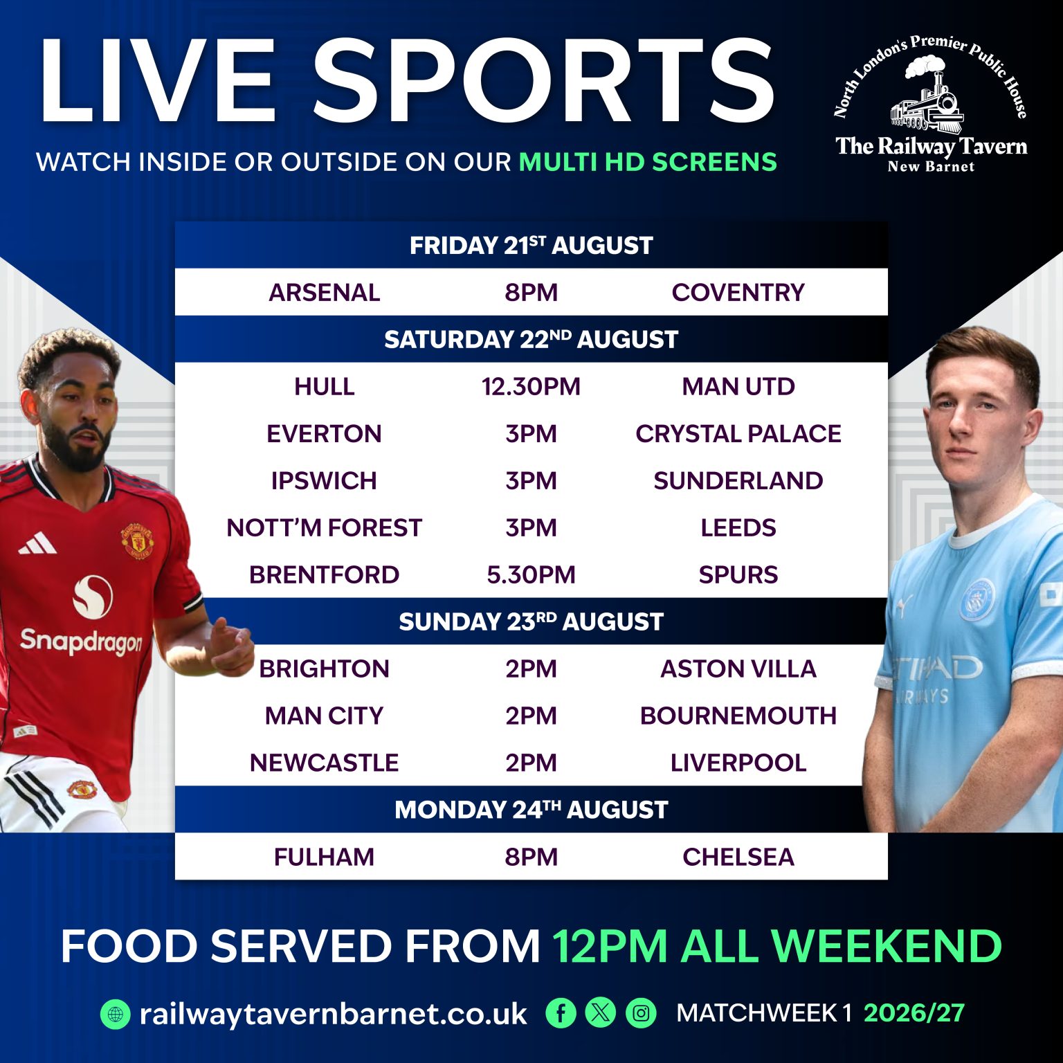 Live Sports at the Railway Tavern