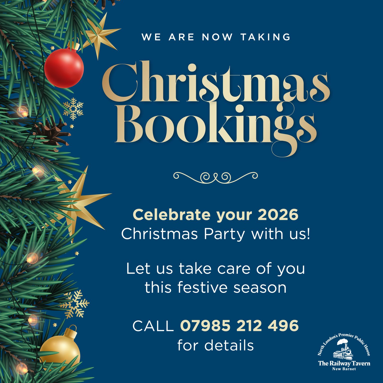 Christmas bookings at the Railway Tavern 2026
